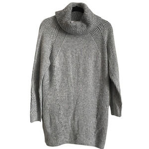 Topshop Oversize Cowl Neck Gray Striped Sweater Dress Sz XS